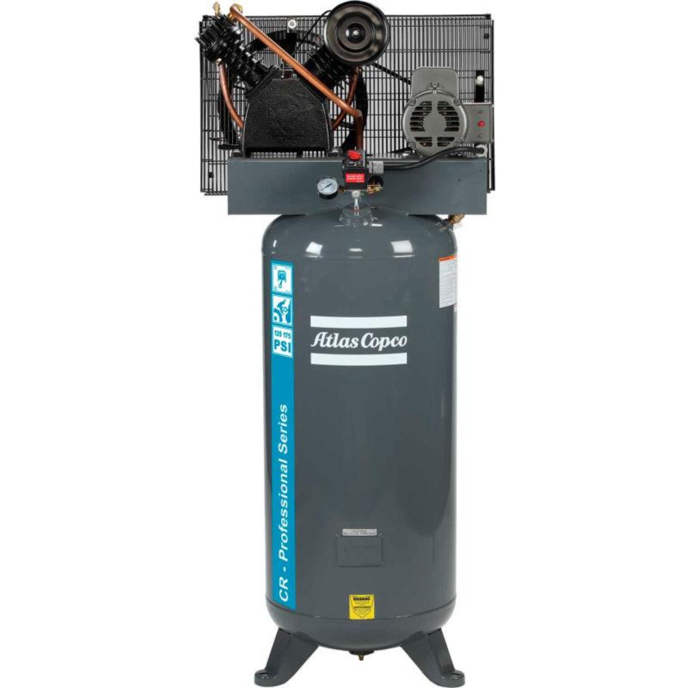 Atlas Copco 10HP, 36 CFM, 120 Gallon CR Professional Series TEFC/NEMA4 Cast Iron Piston Air Compressor 230V 3PH - CR10-CRS2-120V-IS-N4 230/3