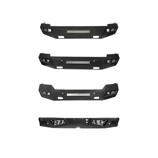 Silverado Front Bumper & Rear Bumper Combo w/LED Lights For Chevy Silverado 1500 - Hooke Road - HE.9021&HE.9024