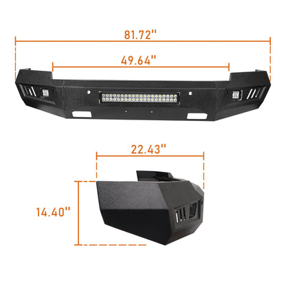 Silverado Front Bumper & Rear Bumper Combo w/LED Lights For Chevy Silverado 1500 - Hooke Road - HE.9021&HE.9024