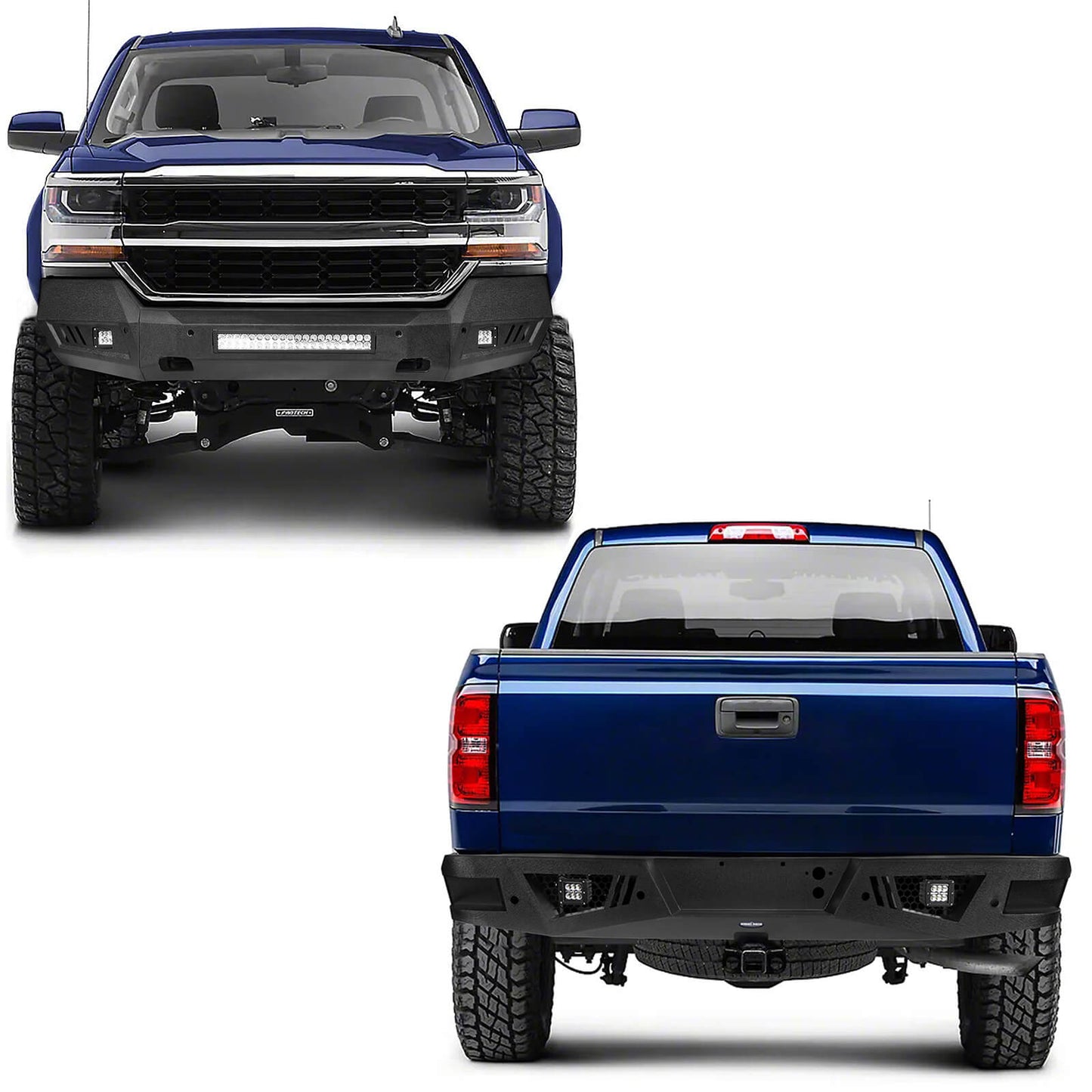 Silverado Front Bumper & Rear Bumper Combo w/LED Lights For Chevy Silverado 1500 - Hooke Road - HE.9021&HE.9024