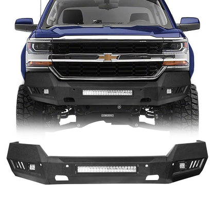 Silverado Front Bumper & Rear Bumper Combo w/LED Lights For Chevy Silverado 1500 - Hooke Road - HE.9021&HE.9024