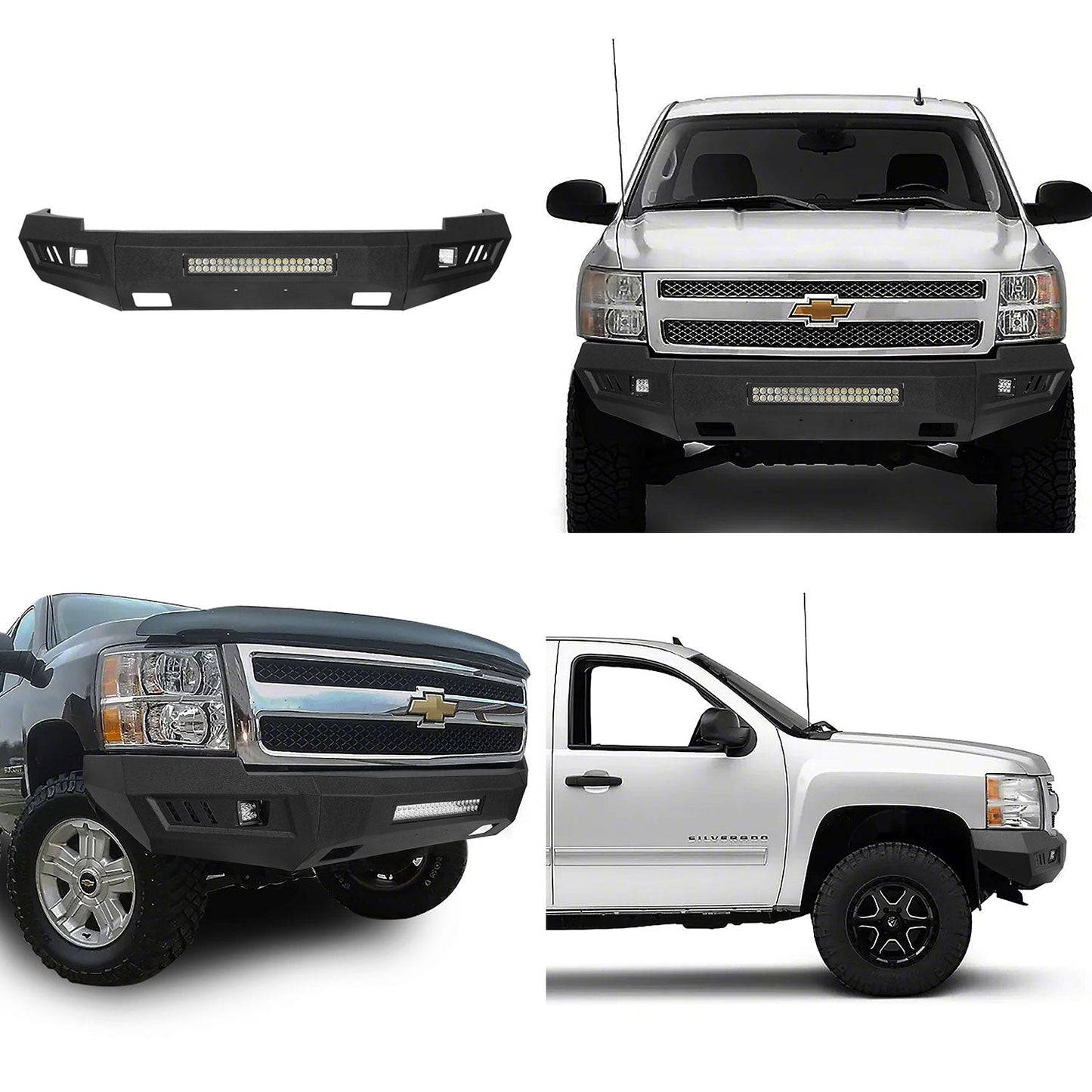 Silverado Front Bumper & Rear Bumper Combo w/LED Lights For Chevy Silverado 1500 - Hooke Road - HE.9021&HE.9024