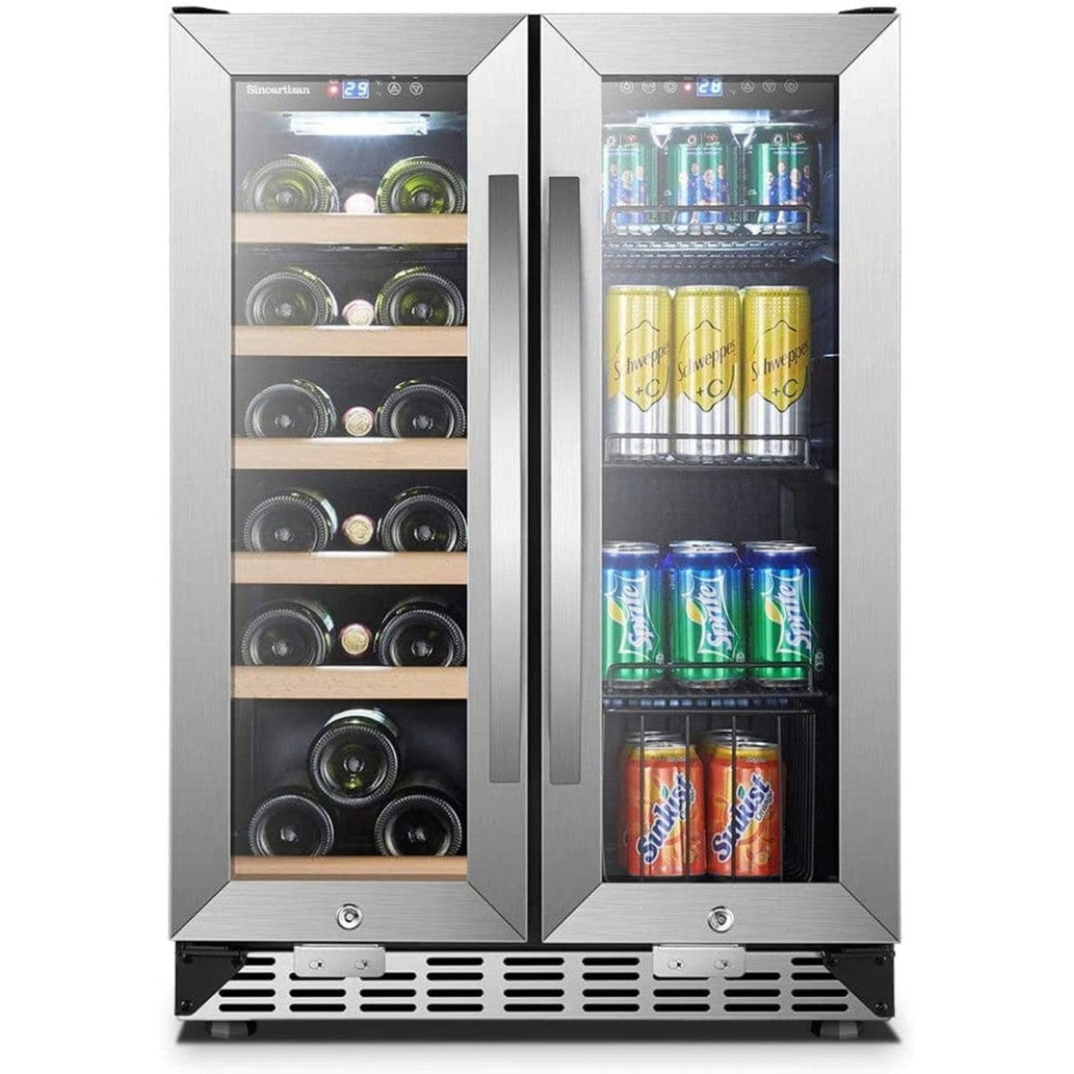 Lanbo Sinoartizan 24" Dual Zone Stainless Steel Wine and Beverage Coolers - ST-36B