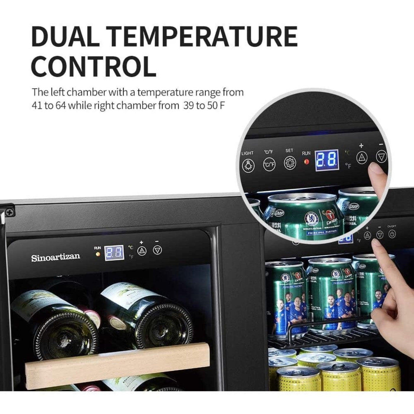 Lanbo Sinoartizan 24" Dual Zone Stainless Steel Wine and Beverage Coolers - ST-36B