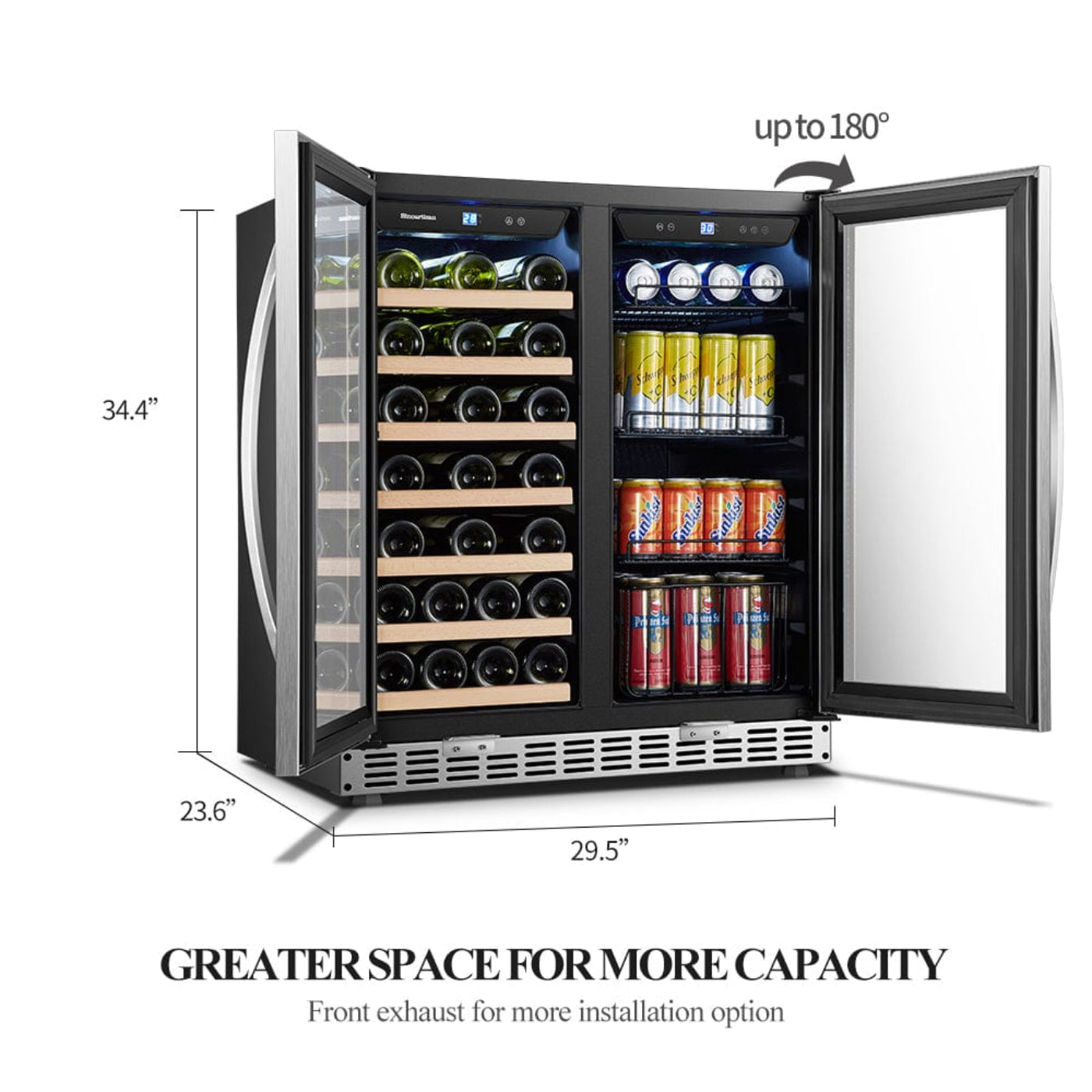 Lanbo Sinoartizan 30" Dual Zone Stainless Steel Wine and Beverage Coolers - ST-66B