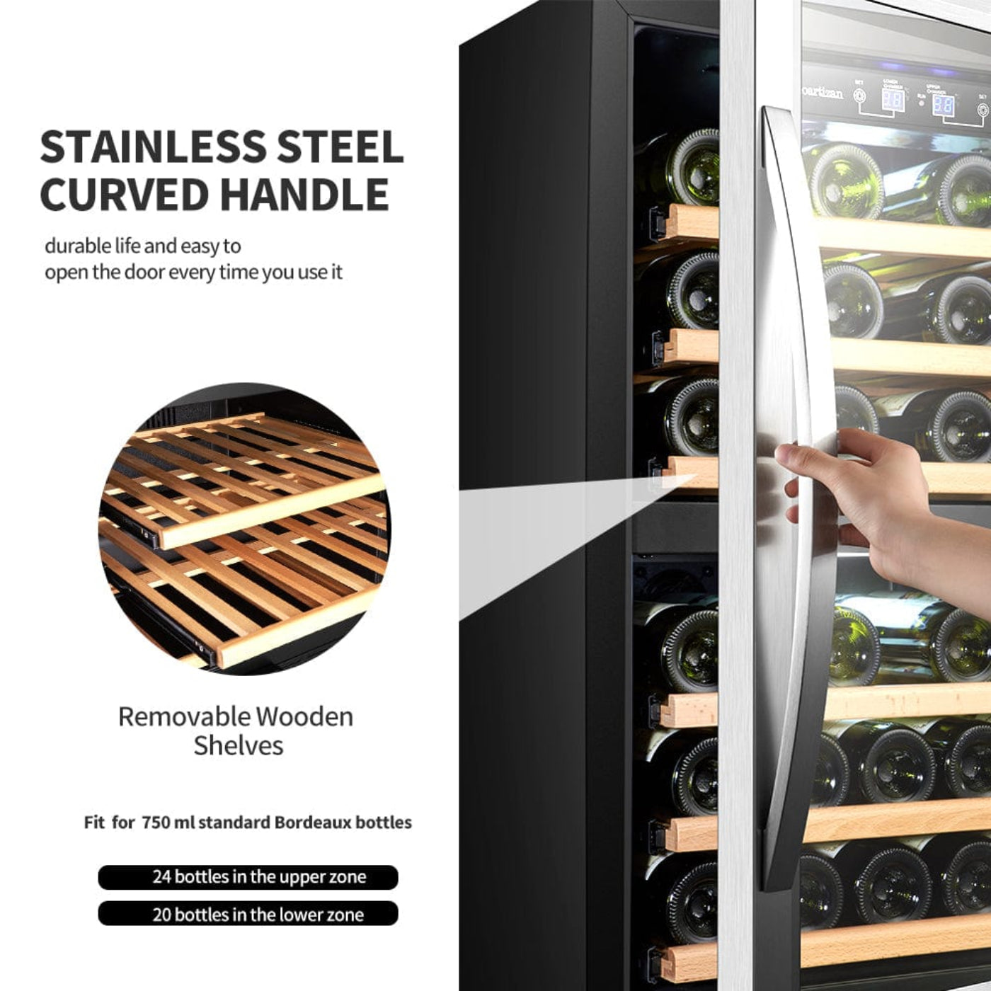 Lanbo Sinoartizan 44 Bottles Dual Zone Stainless Steel Wine Coolers ST-54D - ST-54D