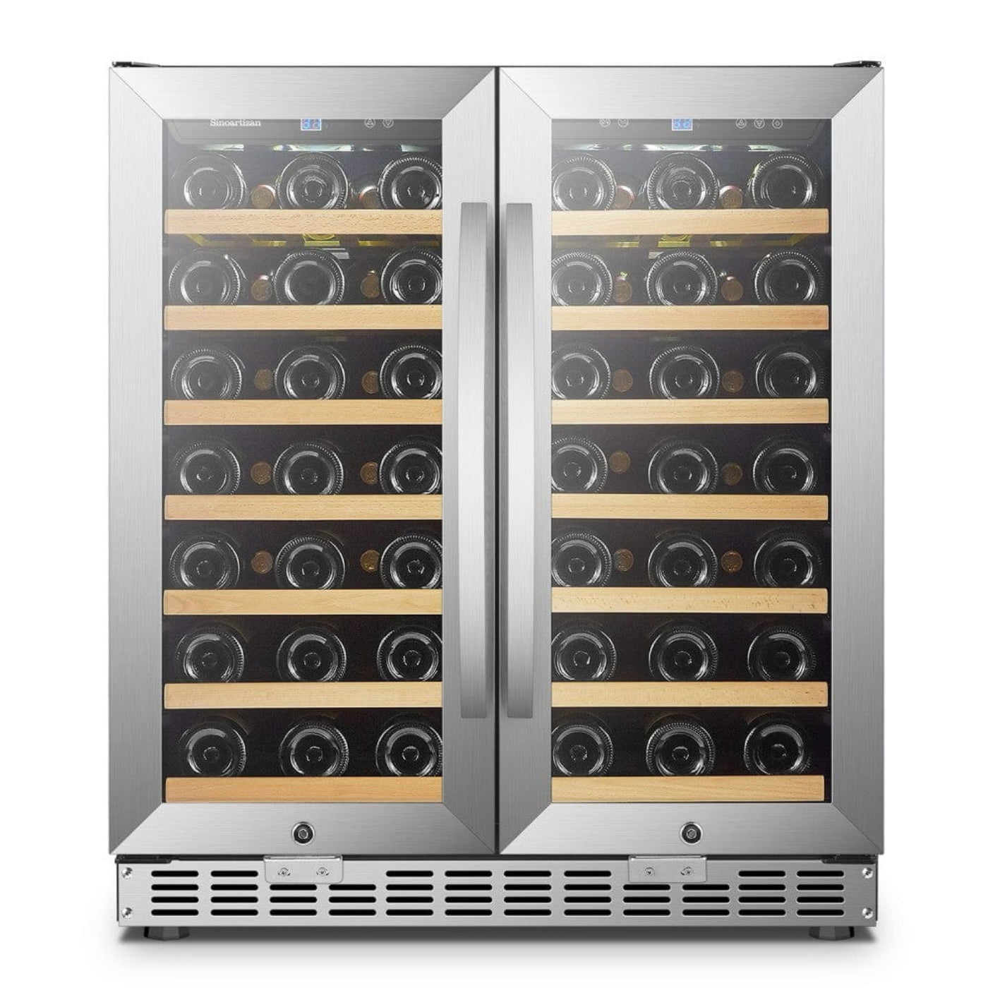 Lanbo Sinoartizan 62 Bottles Dual Door Stainless Steel Wine Coolers - ST-66D