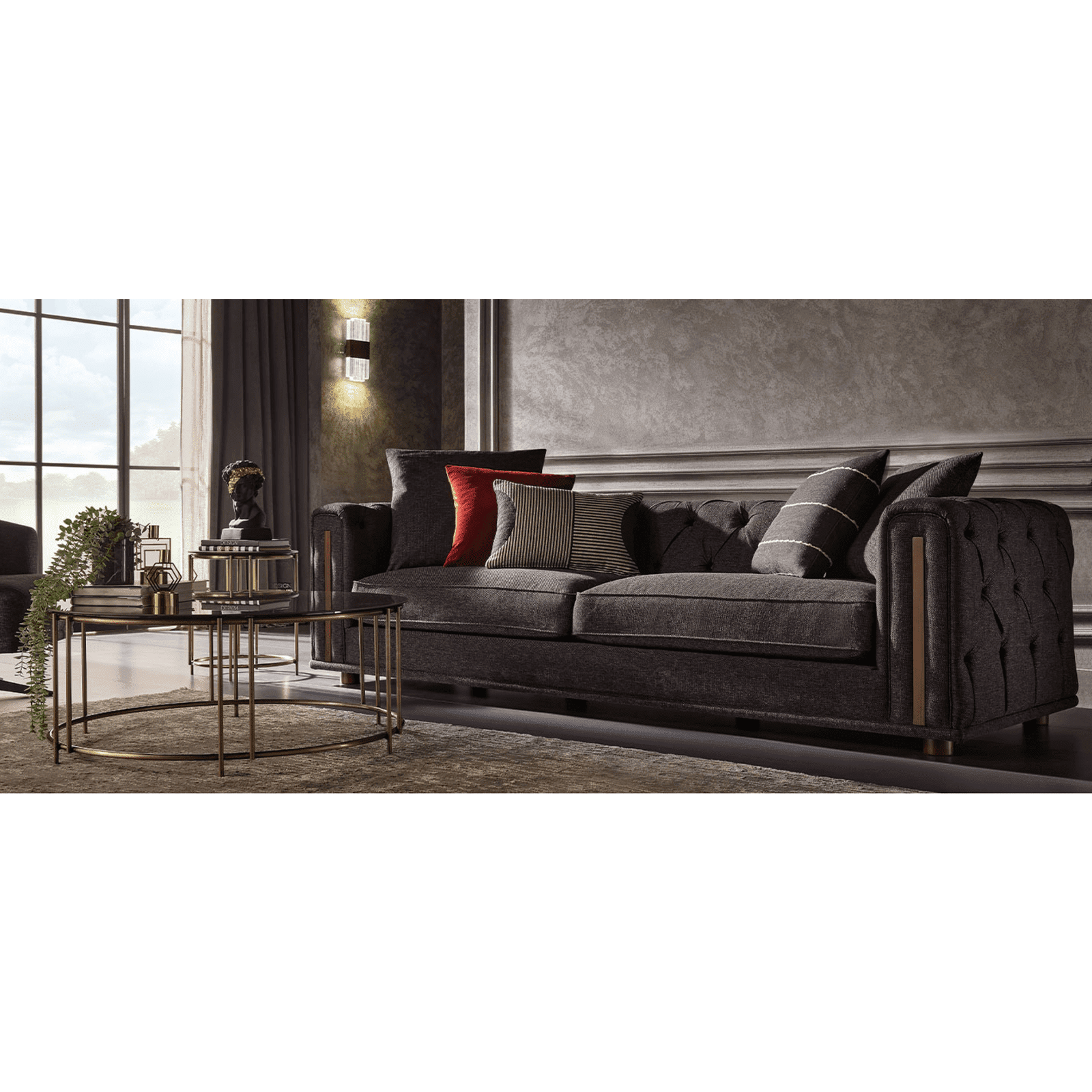 Enza Home US Sirona 3 Seater Sofa - 2108 - K1 - 10912 Black 1 -AR:101 - KR: 101 - 1434326