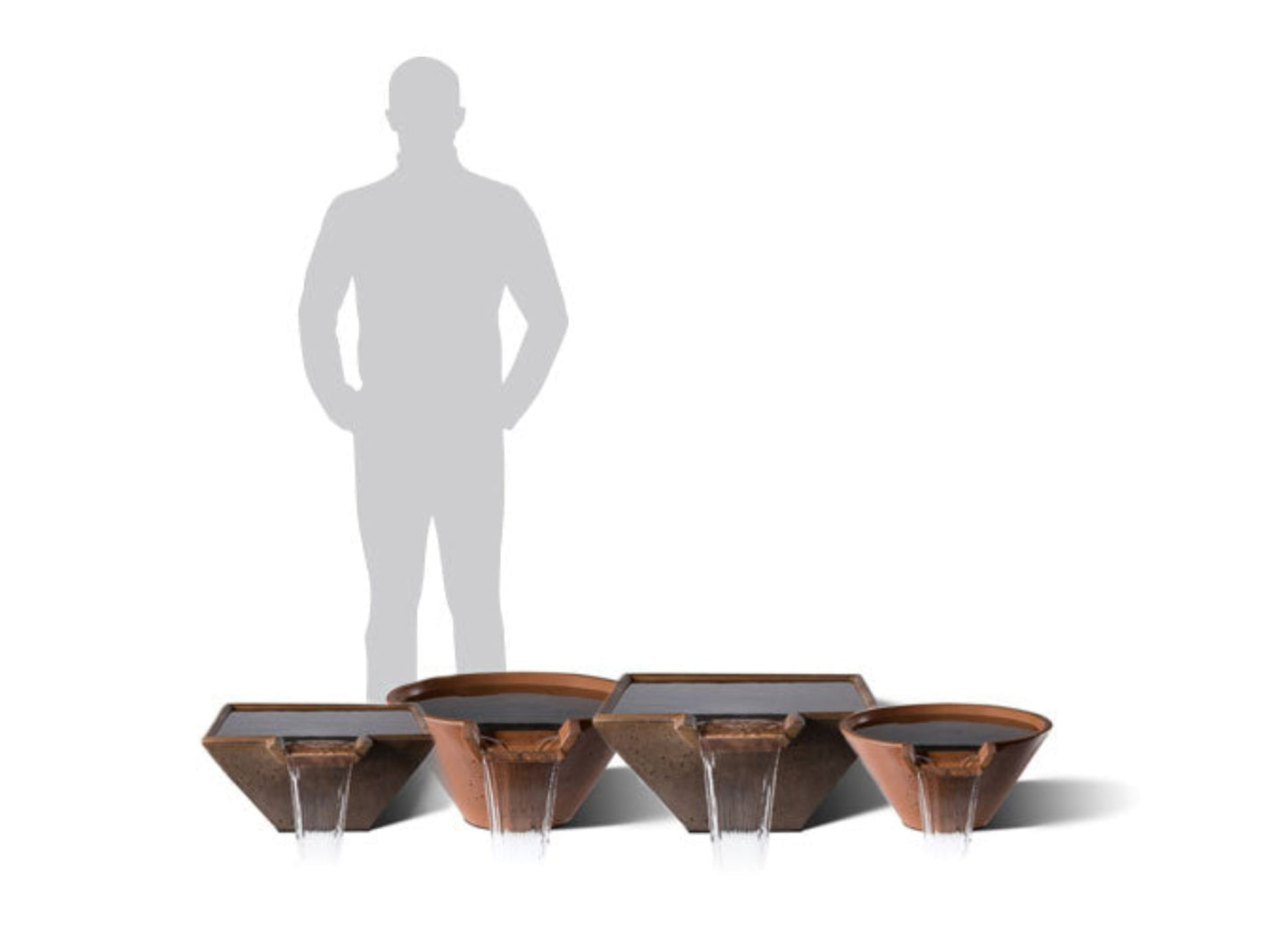 Slick Rock Concrete 22” Cascade Square Bowl + Copper Spillway - KCC22SSPC