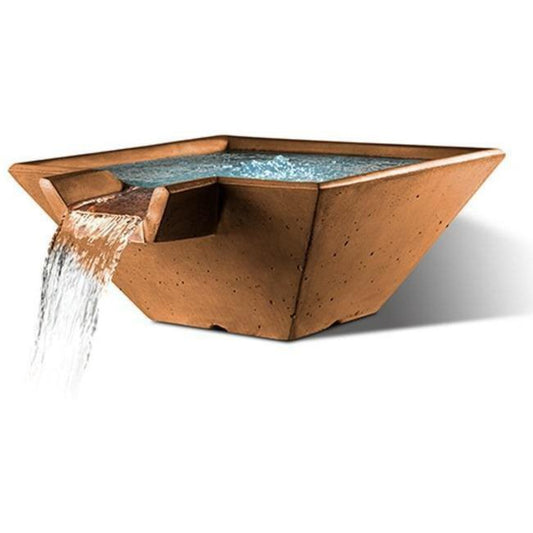 Slick Rock Concrete 22” Cascade Square Bowl + Copper Spillway - KCC22SSPC