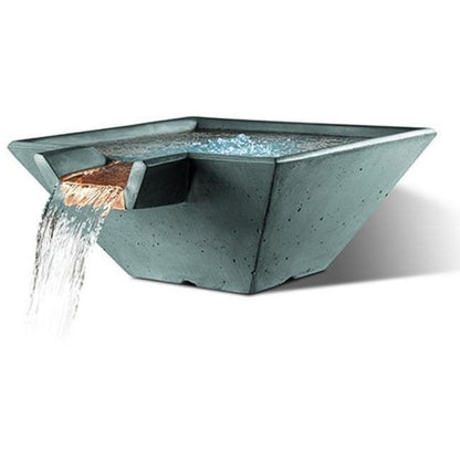 Slick Rock Concrete 22” Cascade Square Bowl + Copper Spillway - KCC22SSPC