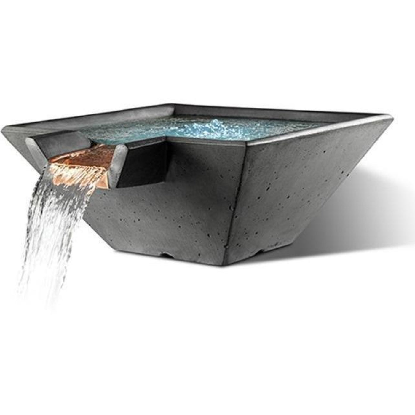 Slick Rock Concrete 22” Cascade Square Bowl + Copper Spillway - KCC22SSPC