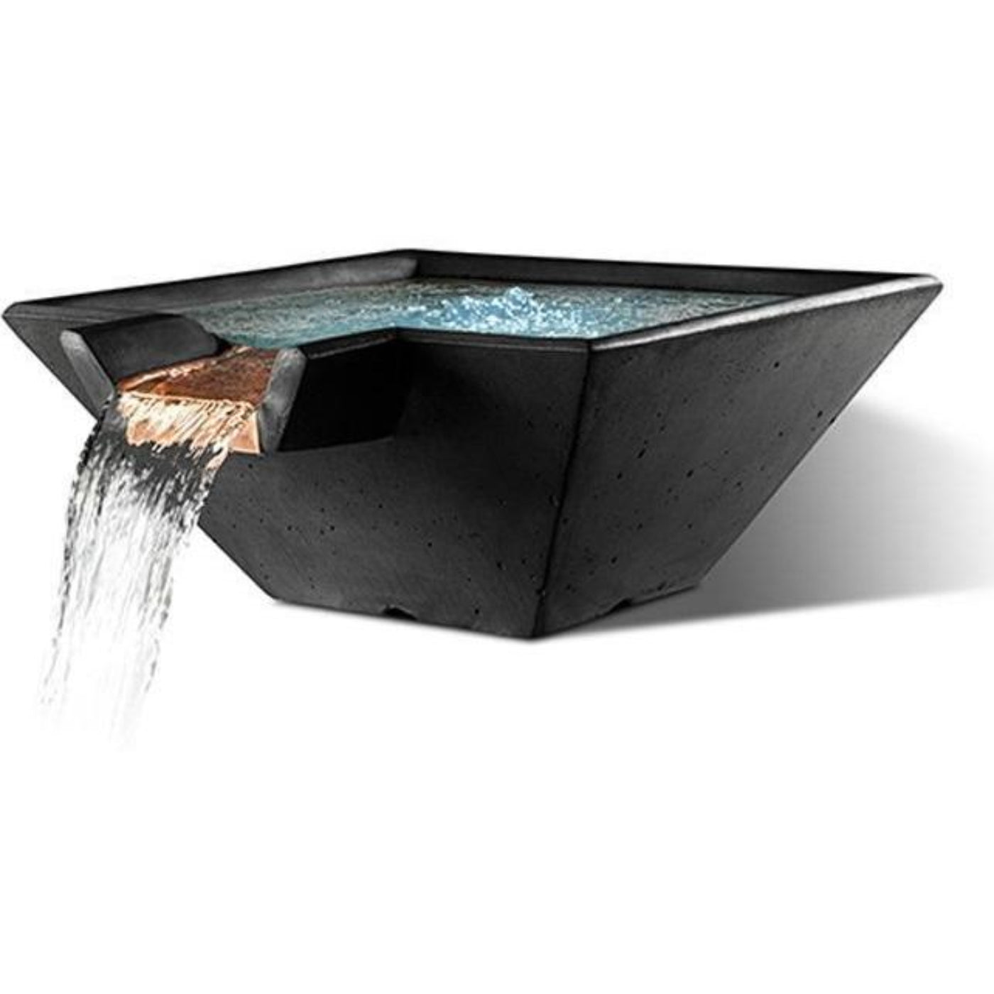 Slick Rock Concrete 22” Cascade Square Bowl + Copper Spillway - KCC22SSPC