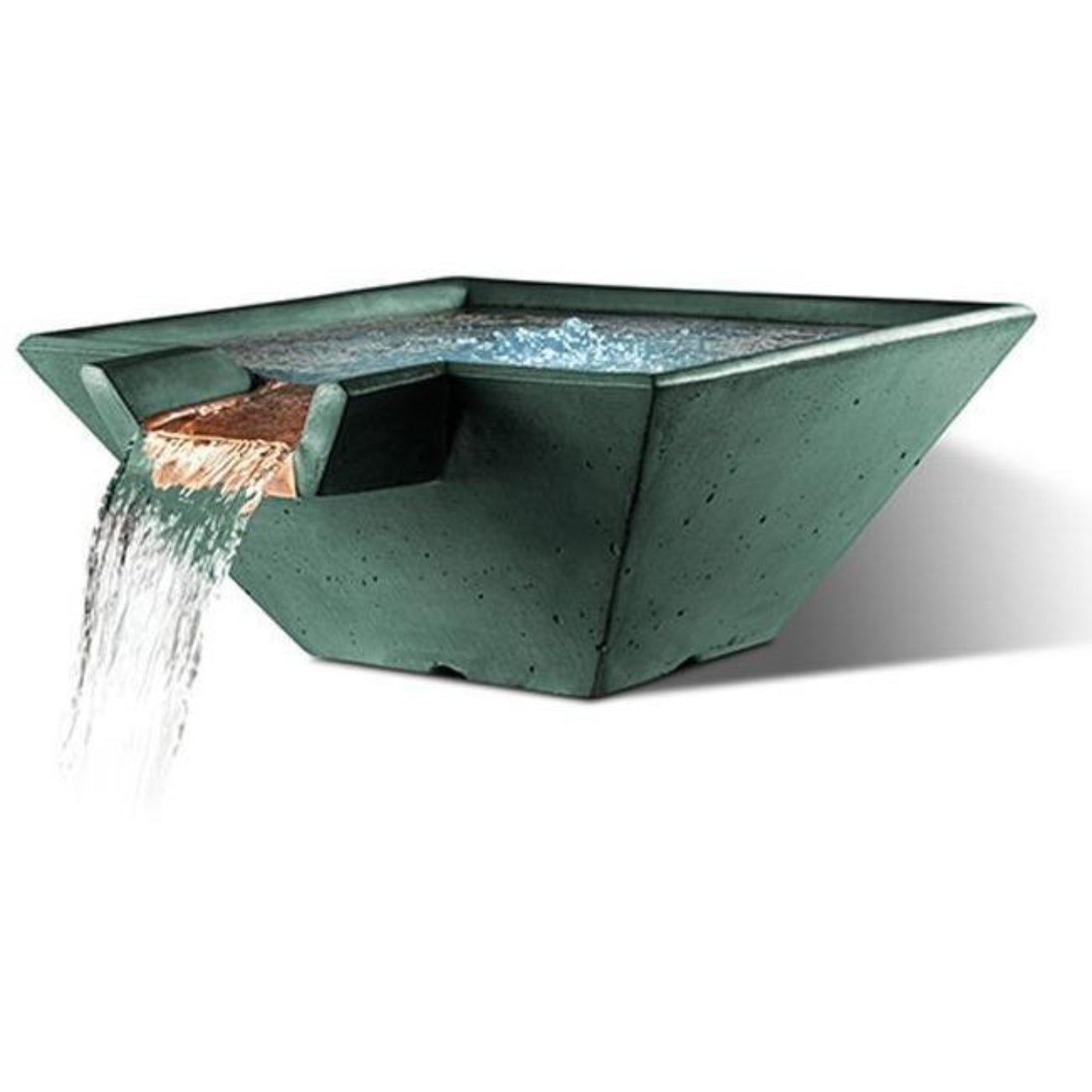 Slick Rock Concrete 22” Cascade Square Bowl + Copper Spillway - KCC22SSPC