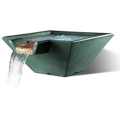 Slick Rock Concrete 22” Cascade Square Bowl + Copper Spillway - KCC22SSPC