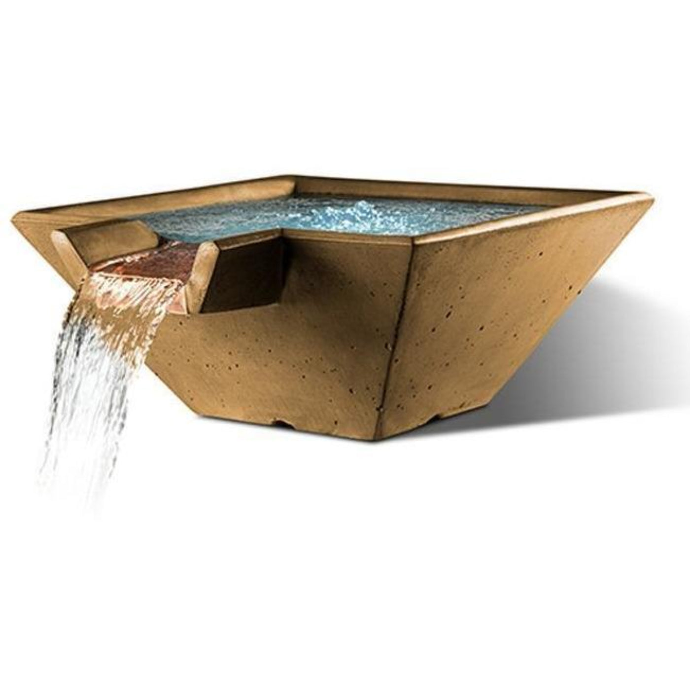 Slick Rock Concrete 22” Cascade Square Bowl + Copper Spillway - KCC22SSPC