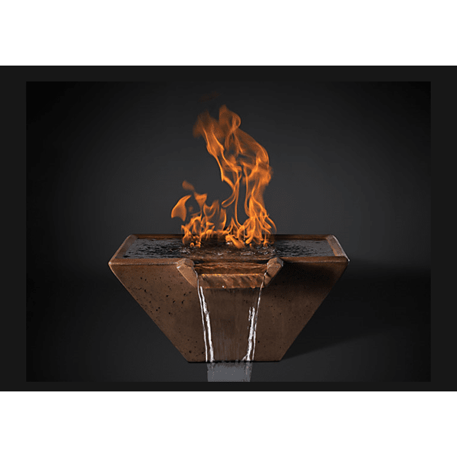 Slick Rock Concrete 22” Cascade Square Fire on Water + Copper Spillway with Electronic Ignition - KCC22SSPCEING