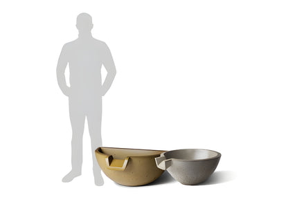 Slick Rock Concrete 30” Spill Box Water Bowl with Copper Spillway - KSPB3010SPC