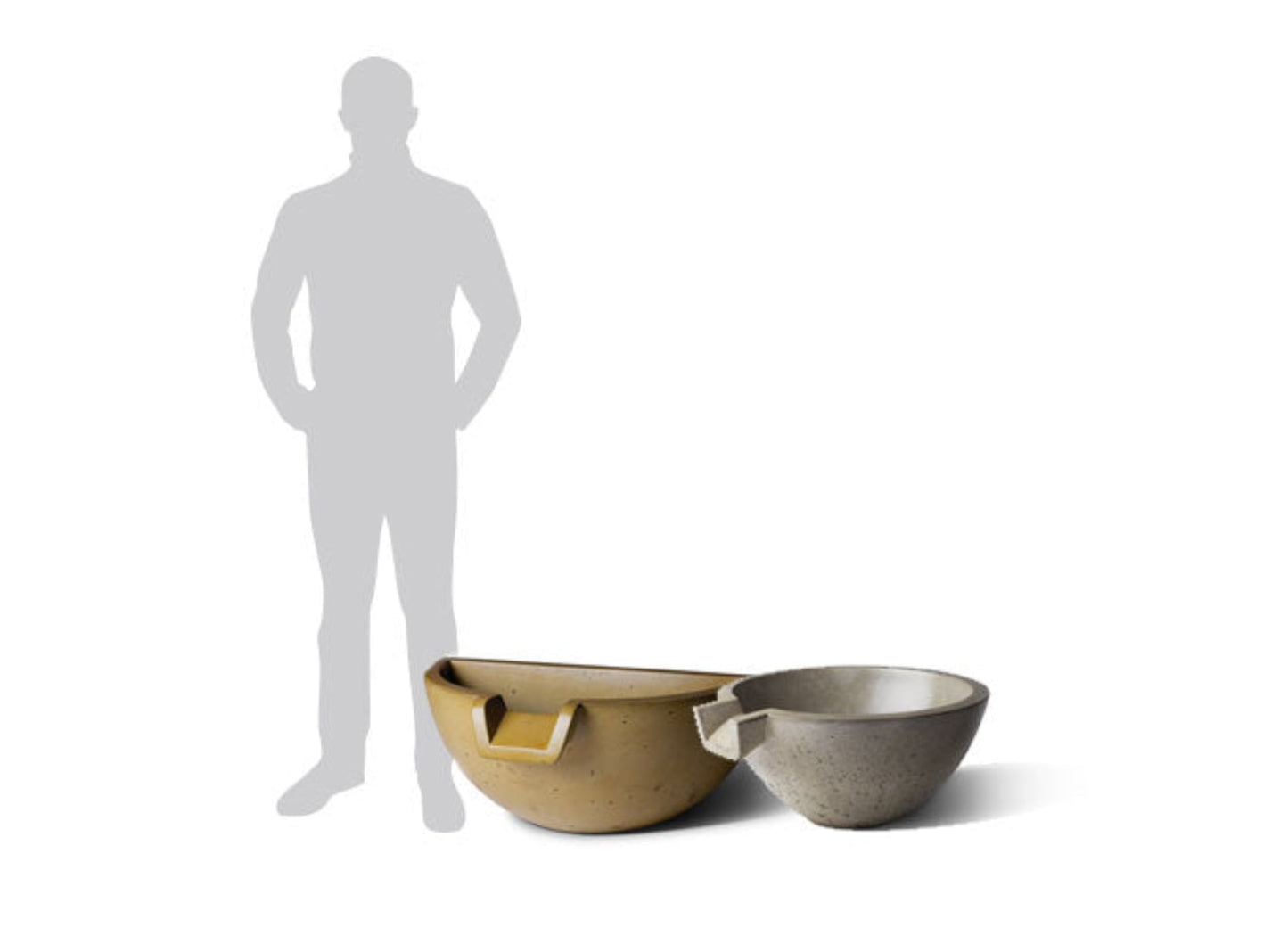 Slick Rock Concrete 36" Spill Classic Large Water Bowl with Copper Spillway - KSPCL3618SPC