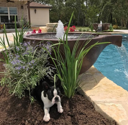 Slick Rock Concrete 30" Spill Conical Water Bowl with Copper Spillway - KSPC3014SPC