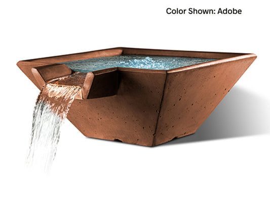 Slick Rock Concrete 34” Cascade Square Bowl + Copper Spillway - KCC34SSPC