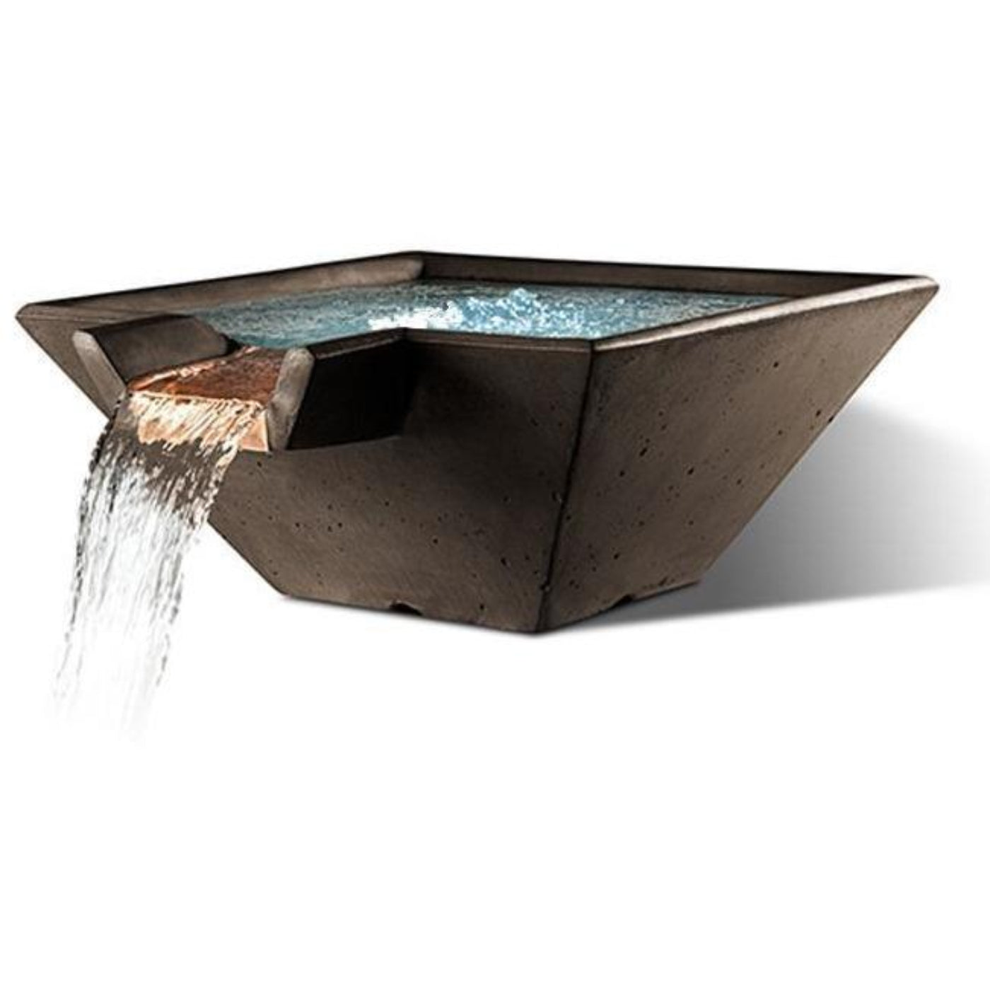 Slick Rock Concrete 34” Cascade Square Bowl + Copper Spillway - KCC34SSPC