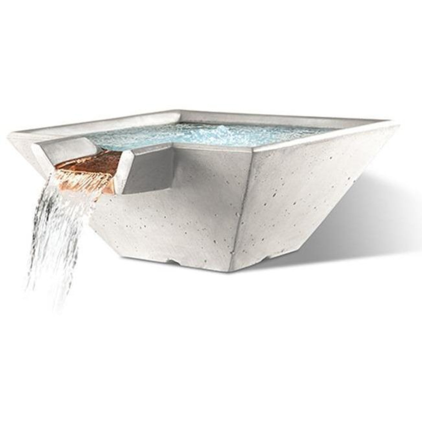 Slick Rock Concrete 34” Cascade Square Bowl + Copper Spillway - KCC34SSPC