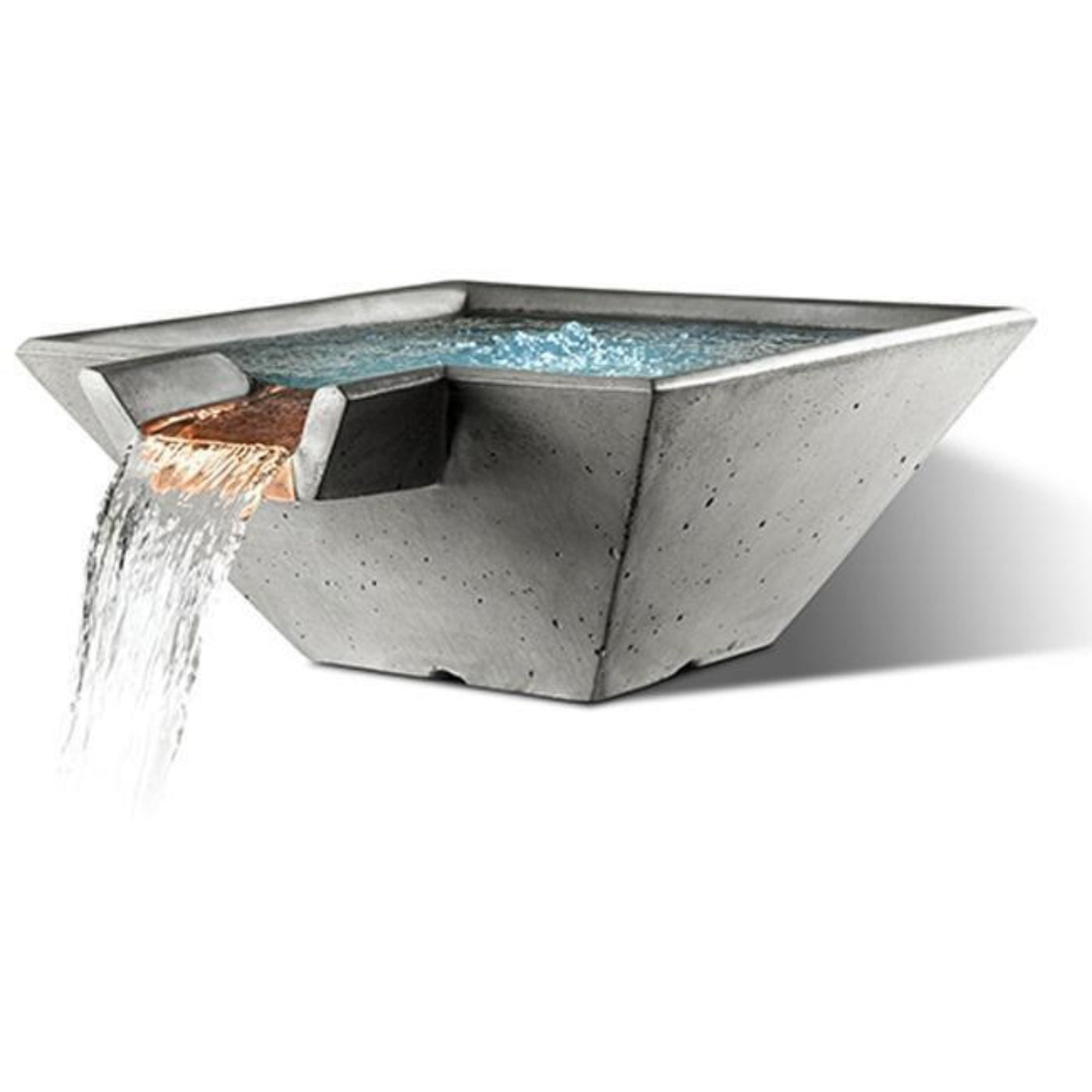 Slick Rock Concrete 34” Cascade Square Bowl + Copper Spillway - KCC34SSPC