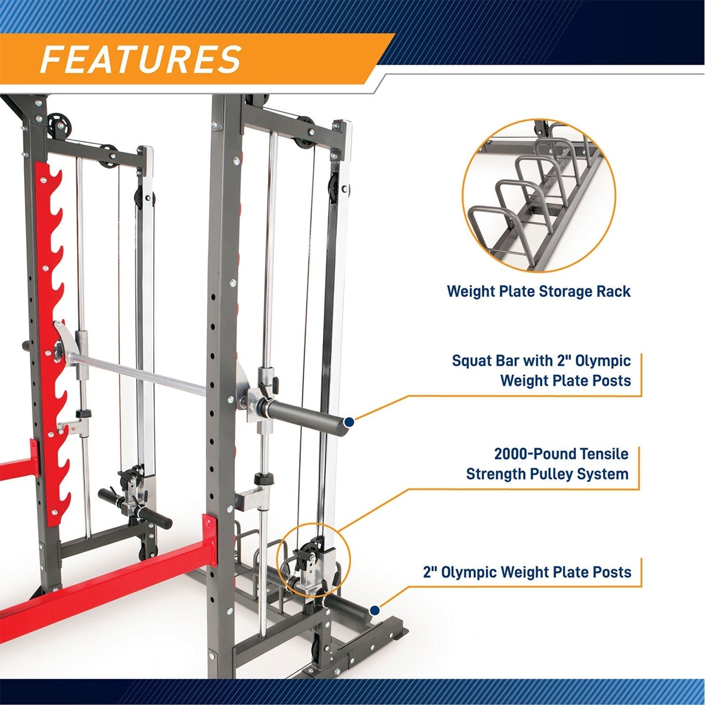Marcy Pro Smith Machine Weight Bench Home Gym Total Body Workout Training System - 84825