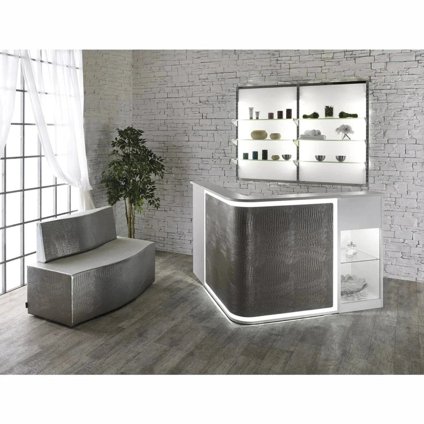 Salon Ambience Smart Italian Reception Desk w/ LED Light RD216 - SA-RD216