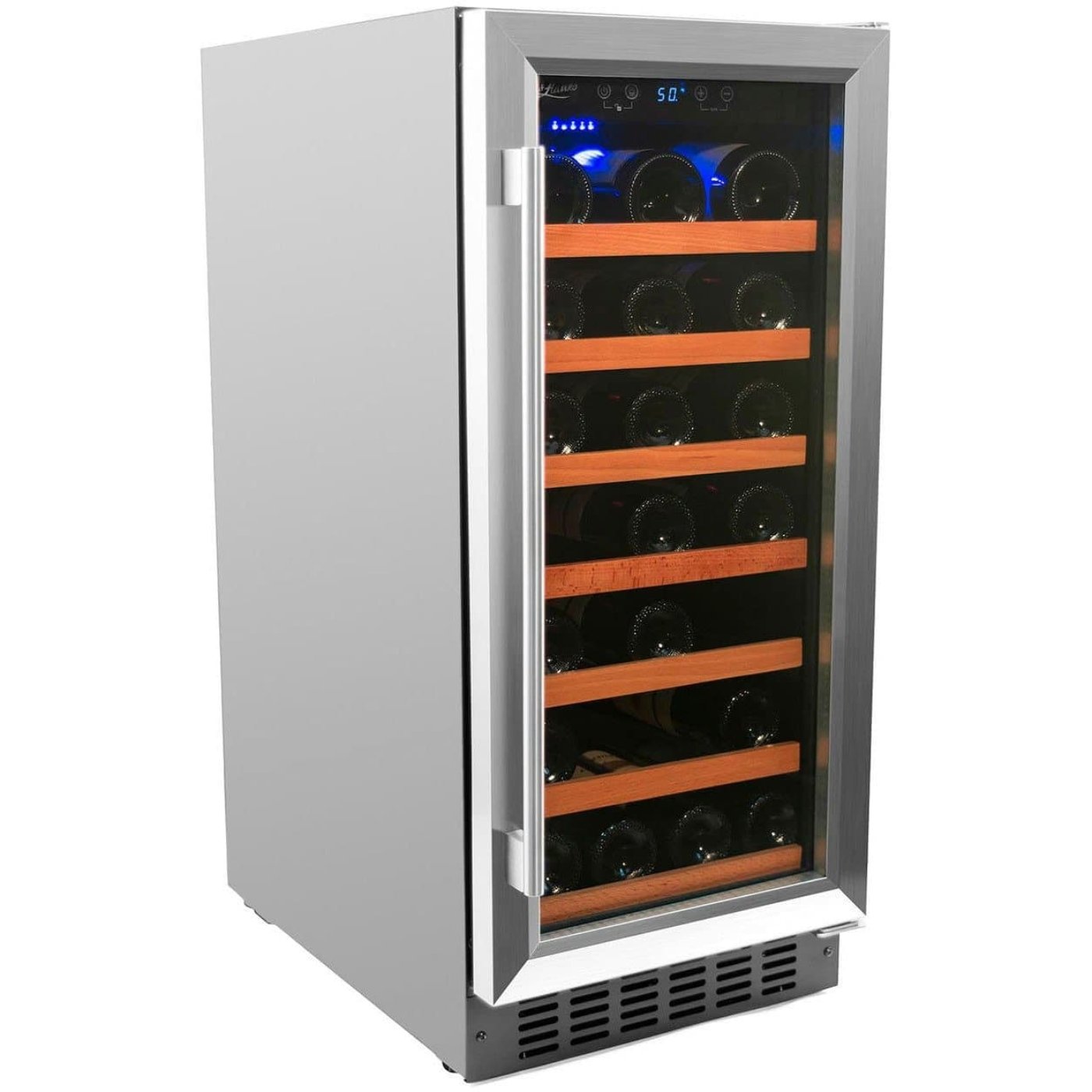 Smith and Hanks 34 Bottle Single Zone Wine Cooler, Stainless Steel Door Trim - RW88SR