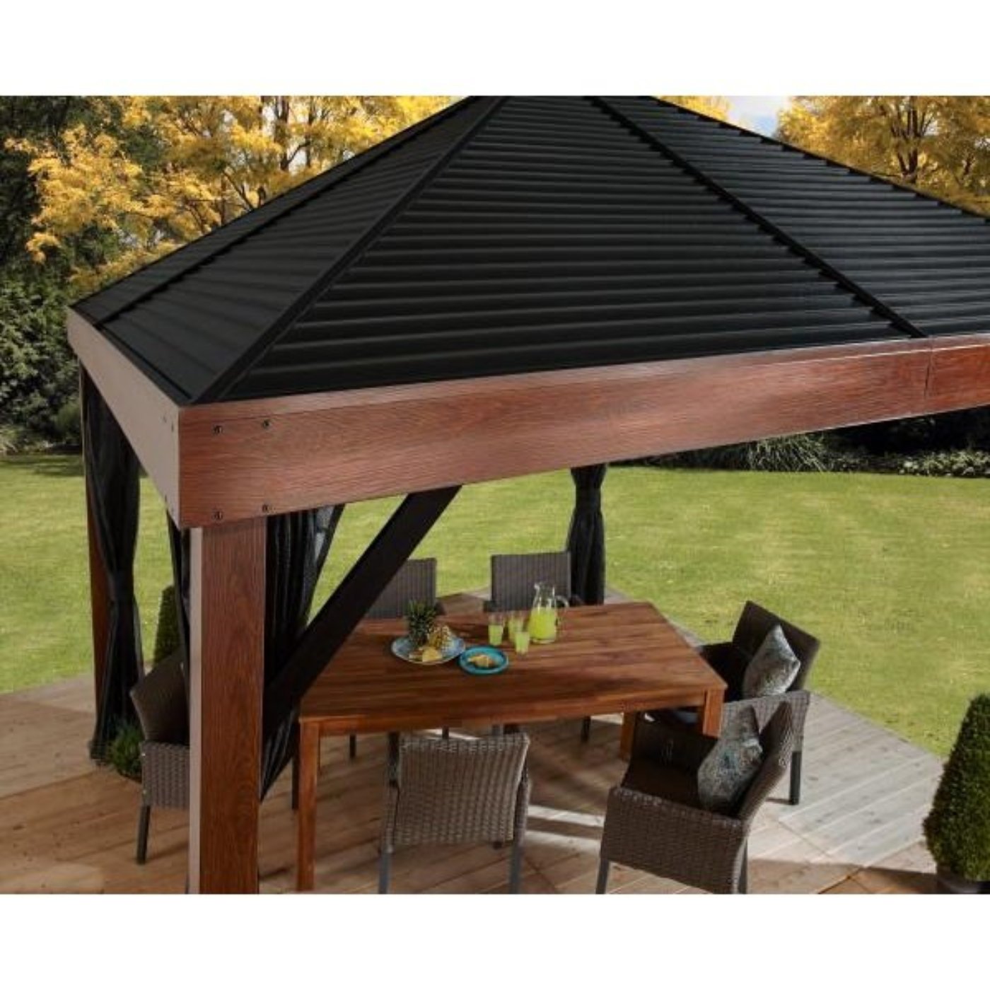 Sojag™ 12 x 12 ft. Valencia Wood Finish Gazebo with Mosquito Netting