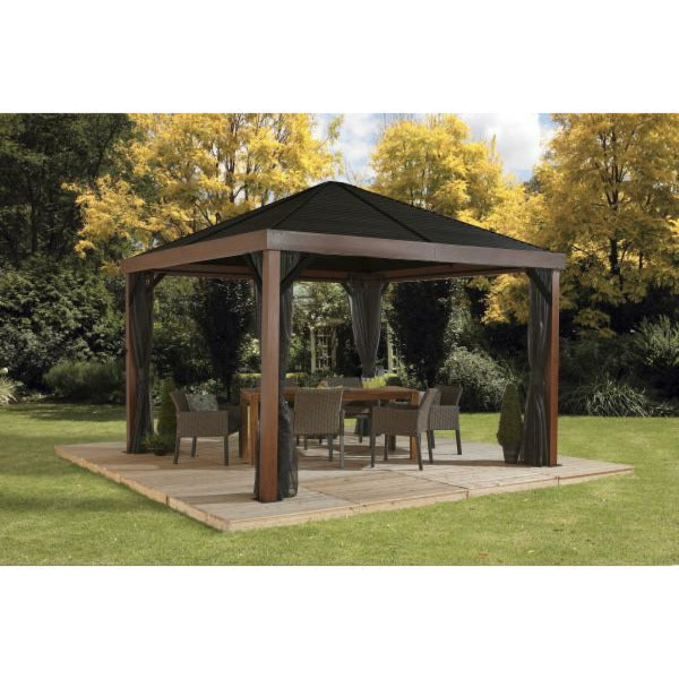 Sojag™ 12 x 12 ft. Valencia Wood Finish Gazebo with Mosquito Netting