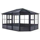 Sojag™ Charleston Solarium 4-Season Sunroom Kit / Patio Gazebo - Dark Gray with Steel Roof