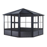 Sojag™ Charleston Solarium 4-Season Sunroom Kit / Patio Gazebo -  Dark Gray with Steel Roof