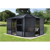 Sojag™ Charleston Solarium 4-Season Sunroom Kit / Patio Gazebo -  Dark Gray with Steel Roof