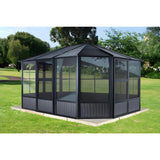 Sojag™ Charleston Solarium 4-Season Sunroom Kit / Patio Gazebo -  Dark Gray with Steel Roof