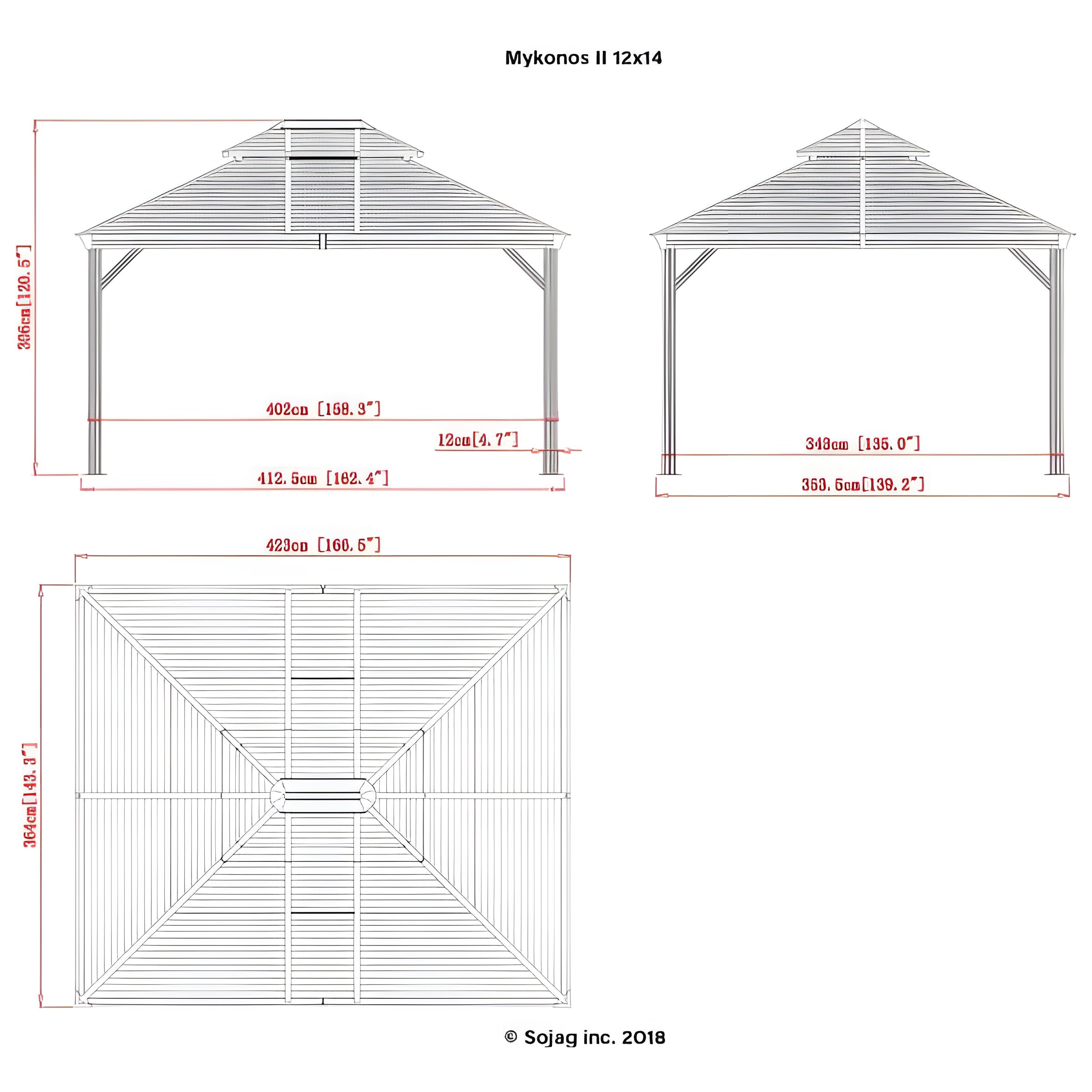 Sojag™ Mykonos II Gazebo Steel Roof with Mosquito Netting