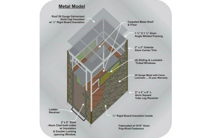 Big Dogg Deer Blinds Aluminum and Insulated Deer Blinds 6' X 6' Elevated with 8' Base and Detachable Ladder Big Dogg - BD6X68BDL
