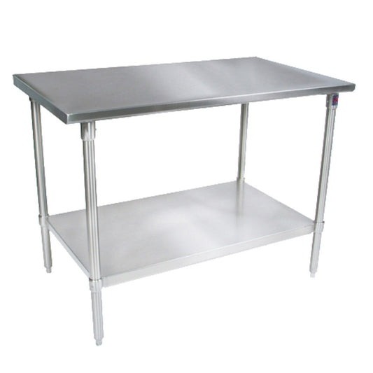 John Boos 120"W x 30"D Work Table, Galvanized Adjustable Undershelf - JBST630120GSK