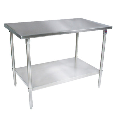 John Boos ST6-24120GSK 120"W x 24"D Work Table, Galvanized Adjust. Undershelf - JBST624120GSK