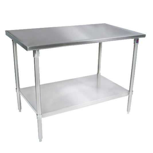 John Boos ST6-30120SSK 120" W x 30" D Stainless Steel Work Table with Adjustable Undershelf - JBST630120SSK