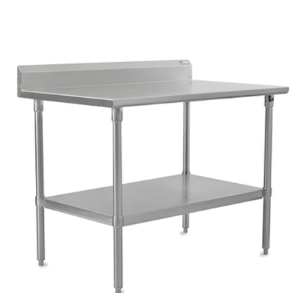 John Boos ST6R5-2436SSK 36" W x 24" D Stainless Steel Work Table with 5" Backsplash and Adjustable Undershelf - JBST6R52436SSK