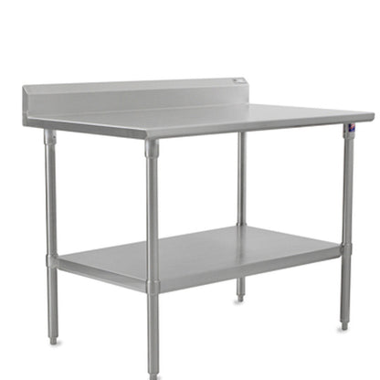 John Boos ST6R5-2472SSK 72"W x 24"D Stainless Steel Work Table, 5" Backsplash - JBST6R52472SSK