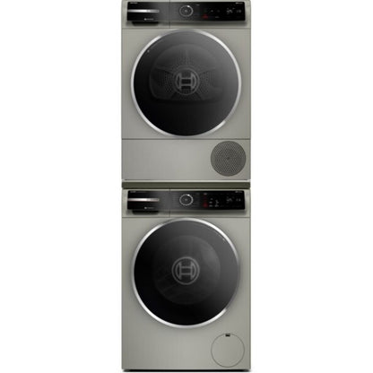 Bosch WGB246AXUC 24 Inch Smart Front Load Washer Bosch WQB245AXUC 24 Inch Compact Heat Pump Dryer with Bosch WTZ2751XUC Laundry Stacking Kit for Compact Front Load Washer &amp; Dryer in Grey - Bosch-WGB246AXUC-WQB245AXUC-WTZ2751XUC