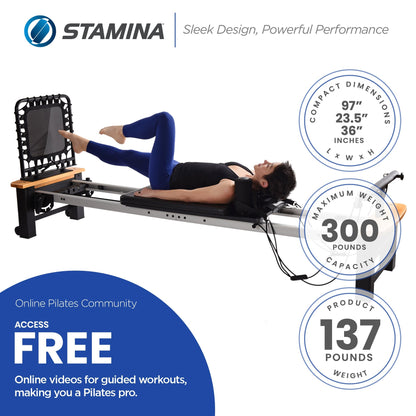 Stamina 55-5556 AeroPilates Pro XP Reformer Whole Body Resistance Workout System - 249420