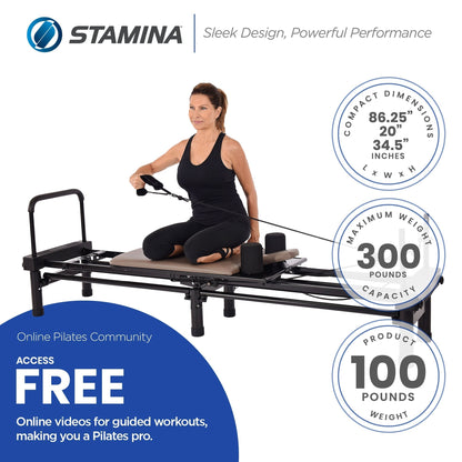 Stamina AeroPilates Reformer Whole Body Resistance Pilates Workout Board Machine - 249425