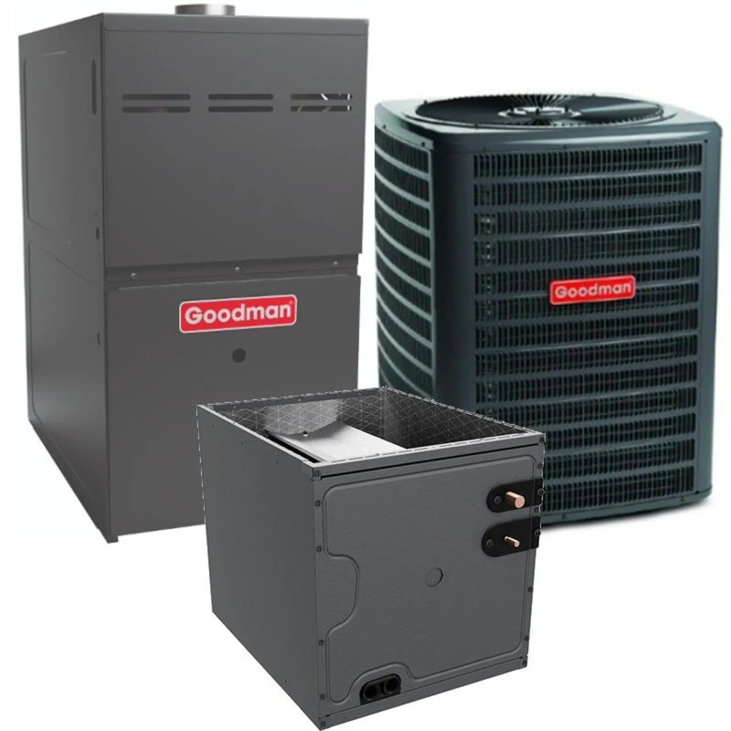 Goodman - 2 Ton/60,000 BTU 80% AFUE Gas Furnace and Air Conditioner System - Upflow - 14.5 SEER2 - R32 - CAPTA2422B3