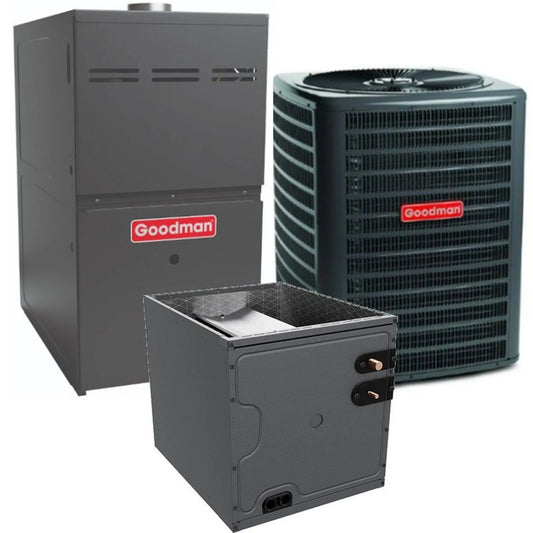 Goodman - 2.5 Ton/60,000 BTU 80% AFUE Gas Furnace and Air Conditioner System - Upflow - 14.5 SEER2 - R32 - CAPTA3626B3