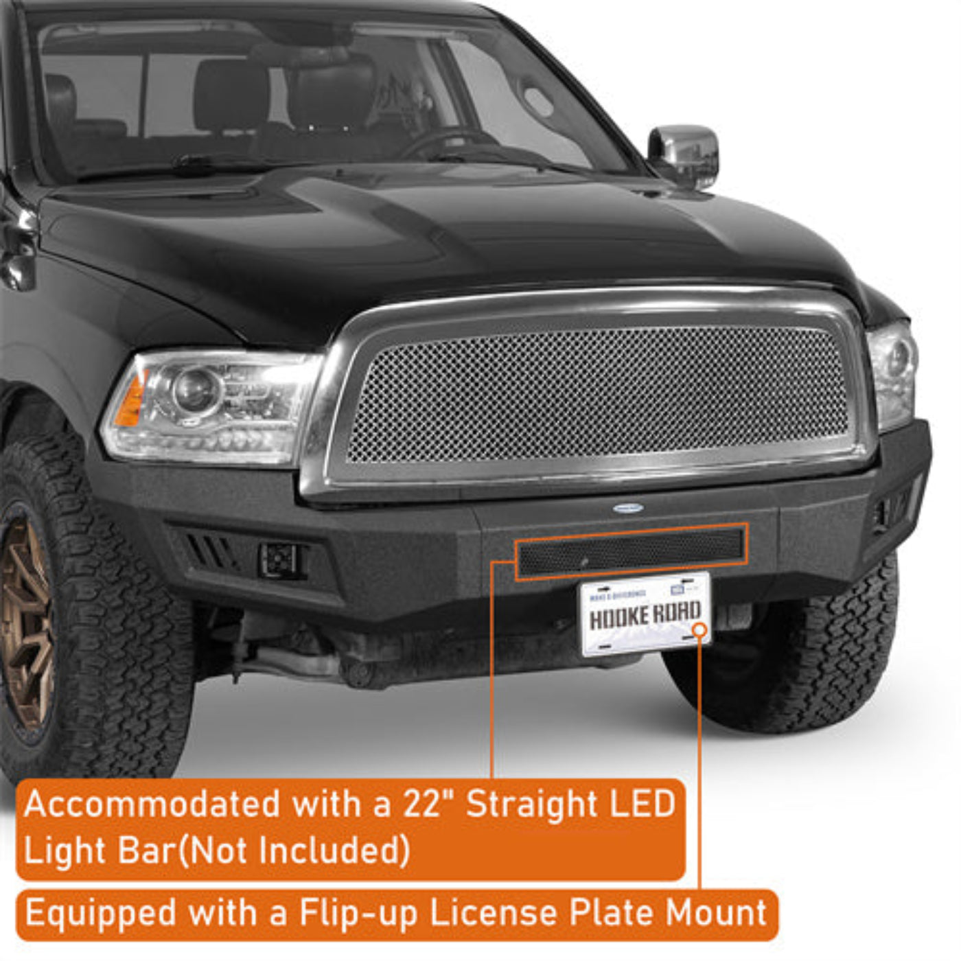 Hooke Road Steel Front Bumper for 2009-2012 Ram 1500 - HE.6204